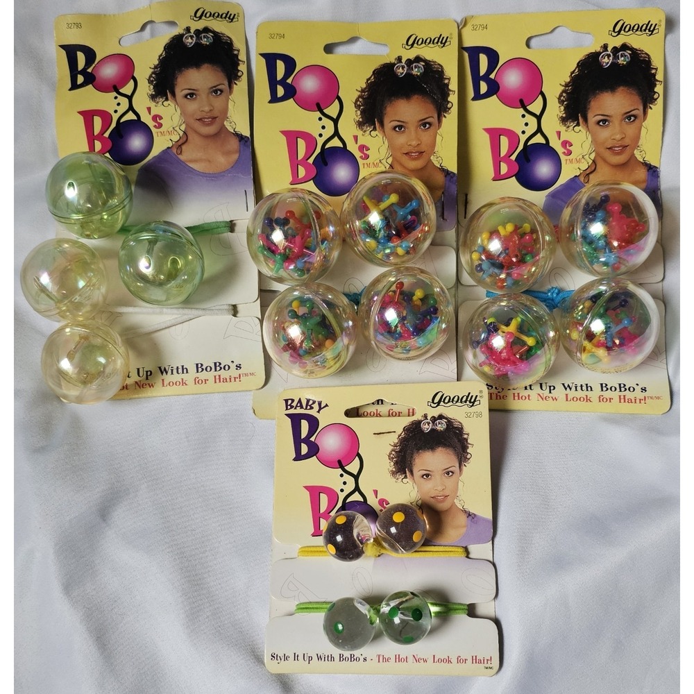 Vintage 1990 Lot Of 4 Goody Bobo Ponytail Balls Big & Little Colorful Girls Fun